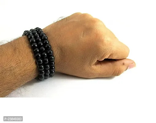 De-Ultimate (Pack Of 4 Pcs) Unisex Black Color Medium Size 24cm Size 8mm Beads Stone Moti Mala Chain Bracelet-thumb3