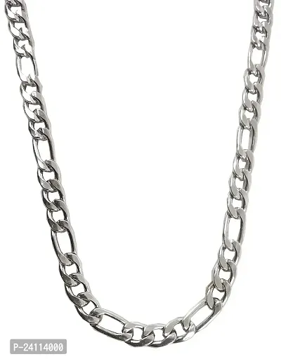 De-Ultimate Silver Color 19.5 Size Metal Stainless Steel Fashion Artificial Intimation Casual Style Daily Use Necklace Chain For Men  Women