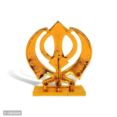 De-Ultimate Sikh Religious Symbol Khanda Sahib Idol (Prince St-643) Multicolor Metal God Stand Statue for Home/ Mandir/office Table Decor /Car Dashboard Murti Showpiece-thumb4