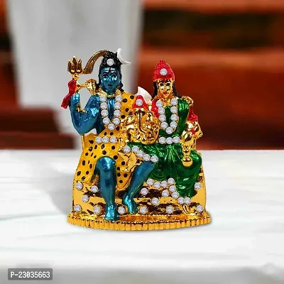 De-Ultimate Lord Shiv Parivar| Shiv-Leela| Idol (St-696) Multicolor Metal God Stand Statue for Home/ Mandir/office Table Decor /Car Dashboard Murti Showpiece