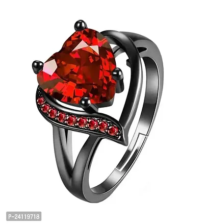 De-Autocare Valentine's Day Adjustable Size Crystal Diamond Nug/Stone Studded Romantic Love Blood Red  Pink Heart Shape Charming Thumb Knuckle Finger Rings For Girl's  Women's-thumb0