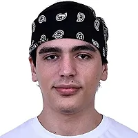 De-Ultimate Combo Of 2 Pcs Green And Black Double Side Printed Multifunctional Paisley Printed Headband Bandana-thumb2