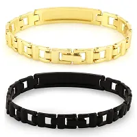 De-Ultimate (Set of 2 Pcs) Valentine's Day Special Metal (6.5cm Diameter) His Queen and Her King Crown Romantic Love Couple Bracelet for Boy's and Girl's (Golden/Black)-thumb1