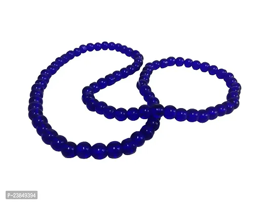 De-Ultimate (Pack Of 4 Pcs) Unisex Blue Color Medium Size 24cm Size 8mm Beads Stone Moti Mala Chain Bracelet-thumb2