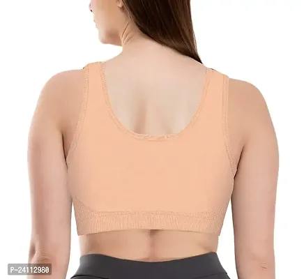 De-Ultimate Combo of 2 Pcs Everyday Wear Red and Beige Color Women's and Girls Comfortable Cotton Innerwear Stretchable Non Padded Non-Wired Sports Air Bra for Sport, Gym, Yoga, Running, Dancing-thumb2