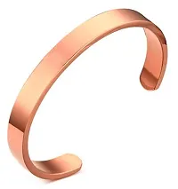 De-Ultimate (6.5cm Diameter) Unisex Rose Gold Trending Stylish Fashionable Valentine's Day Special Metal Plain Adjustable Openable Lock Free Friendship Hand Cuff Wrist Half Bangle Kada Bracelet-thumb1