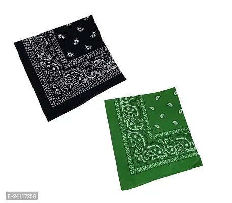 De-Ultimate Combo Of 2 Pcs Green And Black Double Side Printed Multifunctional Paisley Printed Headband Bandana-thumb0