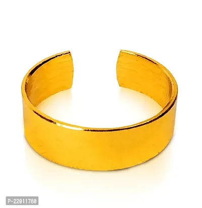De-Ultimate Golden Color Unisex Stylish Trending Stainless Steel Adjustable Open-Cuff Plain Thin Funky Thumb/Toe/Knuckle Finger Band Ring (Free Size)