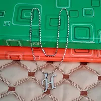 De-Ultimate Silver Color Unisex Metal Fancy  Stylish Trending Name English Alphabet 'H' Letter Locket Pendant Necklace With Ball Chain-thumb2