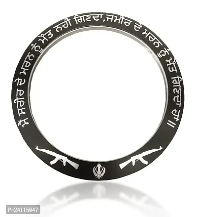 De-Ultimate (2 X 16 Size) Trending Stainless Steel Metal WaheGuru Ji Punjabi Khanda Sikh Sardar Khalsa Symbol Logo Hand Cuff Sarbloh Wrist Kada-thumb0