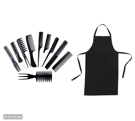 De-Ultimate Combo Of Neck Bib Ties With Pocket And Professional Hair Styling Combs Tools Set-thumb0