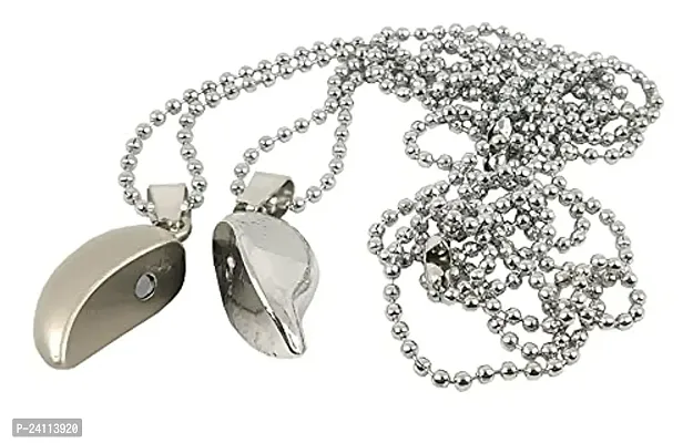 De-Ultimate Valentine's Day Metal Beige  Silver Stainless Steel I Love You Broken Magnetic Heart Romantic Love Couple 2 In 1 Beautiful Duo Locket Pendant Necklace With Chain For Boy's And Girl's-thumb2