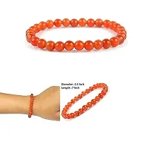 De-Ultimate (Pack Of 2 Pcs) Adjustable Size Orange Plain 8mm Moti Pearl Bead Natural Feng-Shui Healing Crystal Gem Stone Wrist Band Elastic Bracelet For Men's  Women's-thumb2