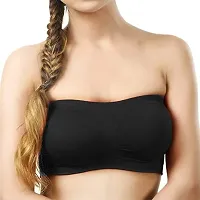 De-Ultimate Set of 2 Pcs Women's and Girls Comfortable Cotton Black and White Stretchable Strapless Tube Bra for Sport, Gym, Yoga, Running, Dancing, Cycling (Free Size)-thumb1