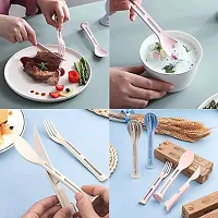 De-Ultimate 3 in 1 Reusable Spoon,Knife Forks Tableware,Spoon and Fork Set for Travel, Picnic, Camping or Daily Use-thumb1