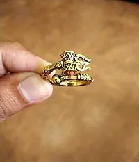 De-Ultimate (Set Of 2) Men's and Women's Adjustable Stylish Trending Rudraksha Oxidized Mahakal Shiva Trishul Damroo Designer Bahubali Cuff Finger Ring (Free Size) (Multi)-thumb3
