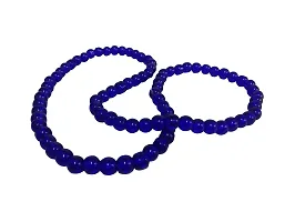 De-Autocare (Pack Of 3 Unisex Blue Color Medium Size 24cm Size 8mm Beads Stone Moti Mala Chain Bracelet-thumb1