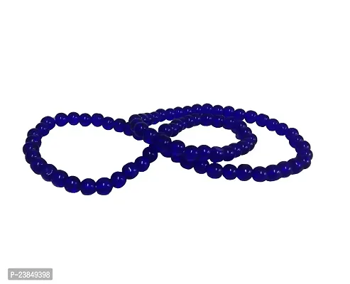 De-Ultimate (Set Of 4 Pcs) Combo Of Unisex Black  Blue Color Medium Size 24cm Size 8mm Beads Stone Moti Mala Chain Bracelet-thumb2