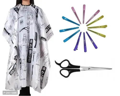 De-Ultimate Combo Of Hair Setting Multi Clip  Scissor Set With Printed Hair Cutting Sheet