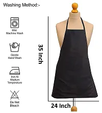 De-Ultimate (Set Of 2) Unisex Waterproof Nylon Machine Washable  Comfortable Halter Neck Bib Apron Extra Long Ties With Pocket For Barbers, Kitchen Chefs, Waiters And Restaurants Cafe (Black)-thumb1