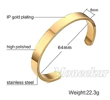 De-Ultimate (6.5cm Diameter) Unisex Golden Color Valentine's Day Special Stainless Steel Plain Adjustable Openable Lock Free Friendship Hand Cuff Wrist Half Kada Bangle Couple Bracelet-thumb1