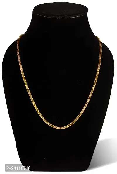 De-Ultimate (Set Of 2 Pcs) Golden Color Unisex Daily And Party Wear 5mm Width 60 Cm Long Thick Imitation Snake Design Smooth Necklace Herringbone Chain-thumb4