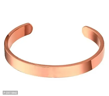 De-Ultimate (6.5cm Diameter) Unisex Rose Gold Trending Stylish Fashionable Valentine's Day Special Metal Plain Adjustable Openable Lock Free Friendship Hand Cuff Wrist Half Bangle Kada Bracelet