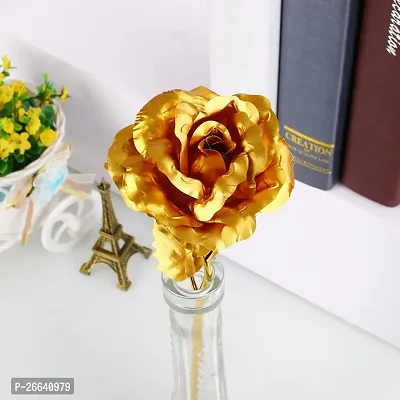 De-Ultimate JX000283-01 Combo of Artificial Yellow Rose Flower with Golden Leaf Design Ring Valentine Gift for Girlfriend, Boyfriend, Husband and Wife Special Gift Pack-thumb5