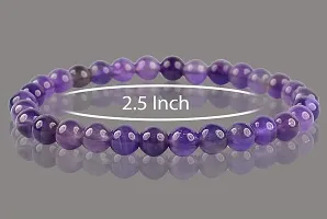 De-Ultimate (Adjustable Size) Purple Plain 8mm Moti Pearl Bead Natural Feng-Shui Healing Crystal Gem Stone Wrist Band Elastic Bracelet For Men's  Women's-thumb1