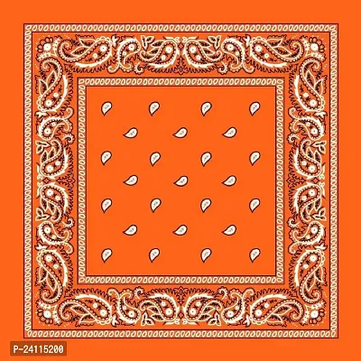 De-Ultimate Combo Of 2 Pcs Maroon And Orange Double Side Printed Multifunctional Paisley Hanky-thumb3