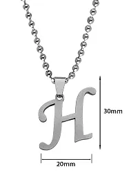 De-Ultimate Silver Color Unisex Metal Fancy  Stylish Trending Name English Alphabet 'H' Letter Locket Pendant Necklace With Ball Chain-thumb1