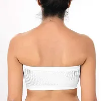 De-Ultimate Set of 2 Pcs Women's and Girls Comfortable Cotton White Stretchable Strapless Tube Bra for Sport, Gym, Yoga, Running, Dancing, Cycling (Free Size)-thumb3