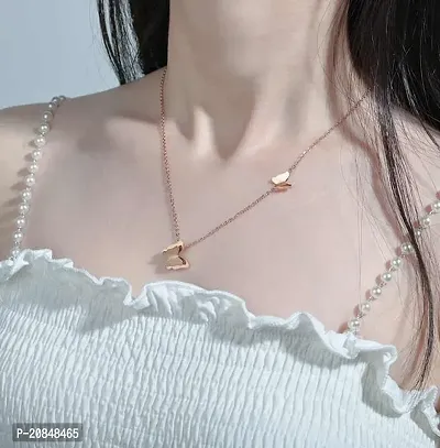 De-Ultimate Rose Gold Color Valentine's Day Special Stainless Steel I Love You Romantic Beautiful Dual Butter fly Choker Pendant Locket Necklace With Chain For Girl's And Women's-thumb3