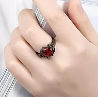 De-Autocare Valentine's Day Adjustable Size Crystal Diamond Nug/Stone Studded Romantic Love Blood Red  Pink Heart Shape Charming Thumb Knuckle Finger Rings For Girl's  Women's-thumb2