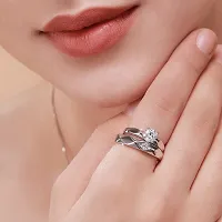 De-Ultimate Silver Color Valentine's Day Stainless Steel Crystal Adjustable Size Her King And His Queen With Nug Diamond Stone Romantic Couple Finger Rings With Red Box-thumb2