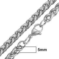 De-Ultimate Silver Color 22 Size 5mm Thickness Braided Wheat Link Rope Stainless Steel Heavy Duty Casual Style Daily Use Necklace Chain For Boy's And Men's-thumb2