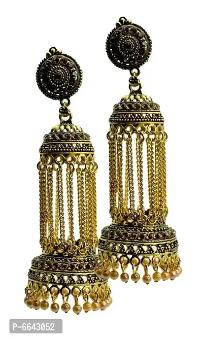 Trendy Golden Long Jhumka Earring For Women