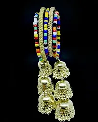 Stylish Golden Oxidized Jewellery Jhumki Latkan Adjustable Bangle For Women-thumb3