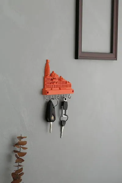 CHARACTER  Premium Ram Mandir Ayodhya Model Key Holder for Home | Plastic Hanging Key Chain Holder for Wall, Home  Office | Wedding Gift
