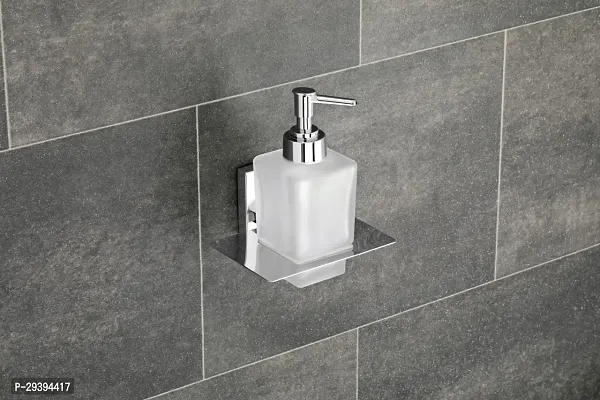 Stainless Steel and Glass Liquid Soap Dispenser for Wash Basin Handwash Shampoo Conditioner Dispenser