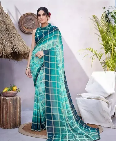 New In Georgette Saree with Blouse piece 