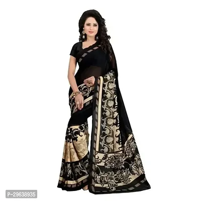 Stylish Georgette Printed Saree with Blouse Piece-thumb0