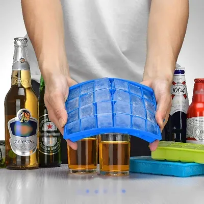 Silicone Ice Cube Trays 2 Pack - 24 Cavity Per Ice Tray - Flexible  Stackable Mini Cocktail Whiskey Ice Cube Mold Storage Containers