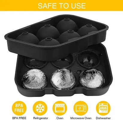 Flexible Silicone Spherical 4 Round Ball Ice Cube Tray Maker Mold with Lid  Perfect Ice Spheres