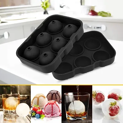 Flexible Silicone Spherical 4 Round Ball Ice Cube Tray Maker Mold