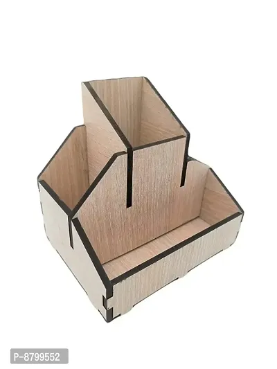 Wooden Pen Stand Holder For Office With Visiting Business Card Holder Box