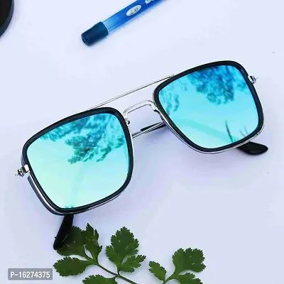 Rectangular Sunglasses  (For Men  Women, Blue)-thumb0