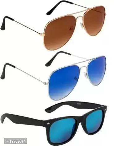 Aviator, Wayfarer Sunglasses  (For Men  Women, Blue, Brown)