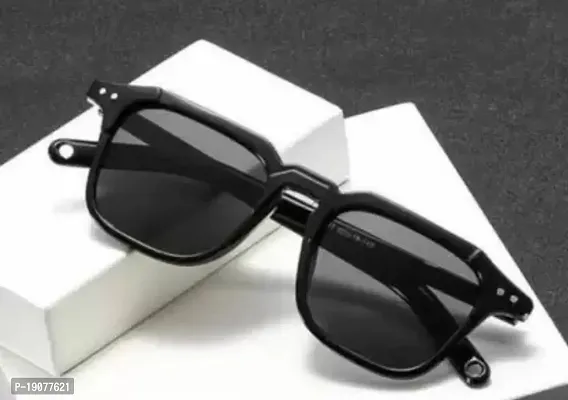 Retro Square Sunglasses  (For Men  Women, Black)-thumb0