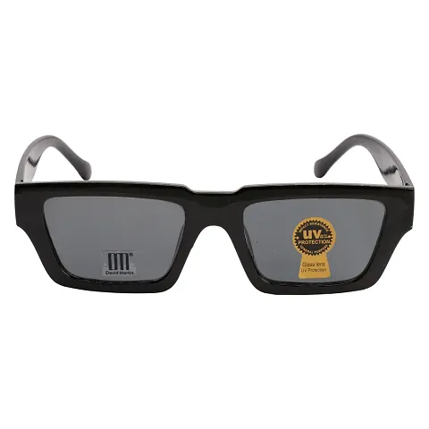 Retro Square Sunglasses (For Men Women, Black)